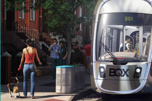 A rendering of the BQX in Williamsburg